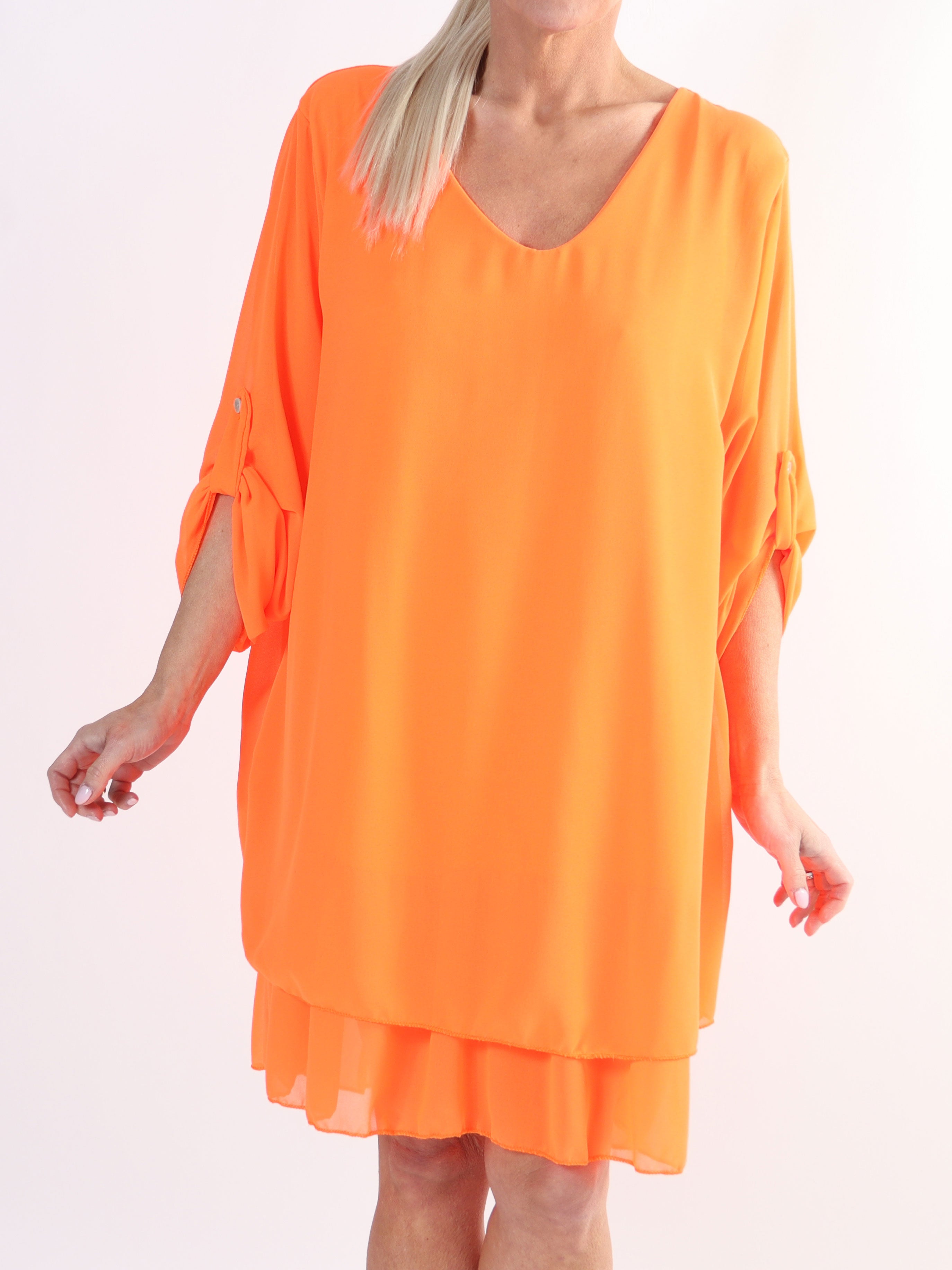 Jill - Chiffon tunikakjole med viskose underkjole